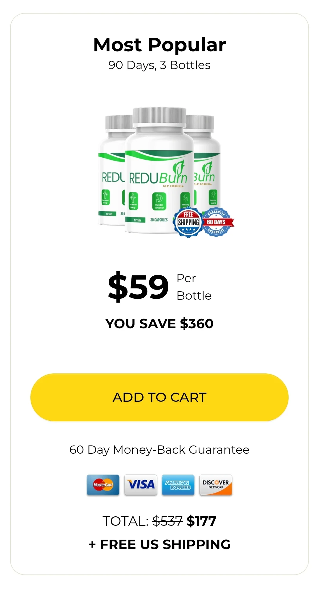 ReduBurn™ 3 bottles pricing